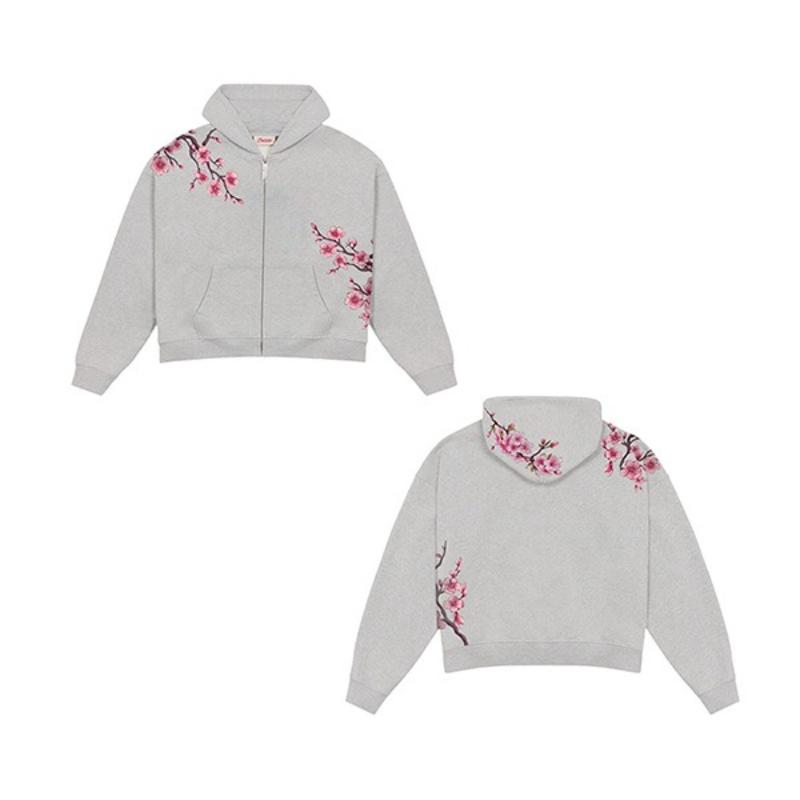 European and American autumn and winter personalized street flower embroidery retro men's and women's hooded cardigan