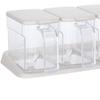 Clear Seasoning Box Storage Container Cruet 3 Compartment Kitchen Spice Pots Apricot