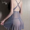 Women's Lace Sheer Cross Comfy Backless Deep V Cami Dress Lounge Set