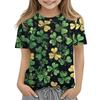 Children's Fashion Casual Short-sleeved St. Patrick Print Crew-neck T-shirt Top