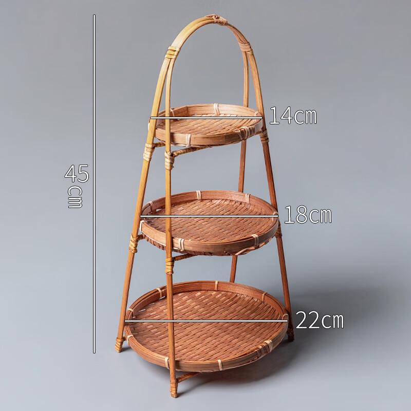 Chinese Style Handwoven Three-Tier Bamboo Storage Basket