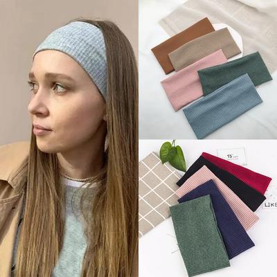 Damen Einfarbiges Stirnband Yoga Stricken Elastische Haarbänder Turban Waschen Make-up Haarreif Vintage Mädchen Kopfwickel Haarschmuck