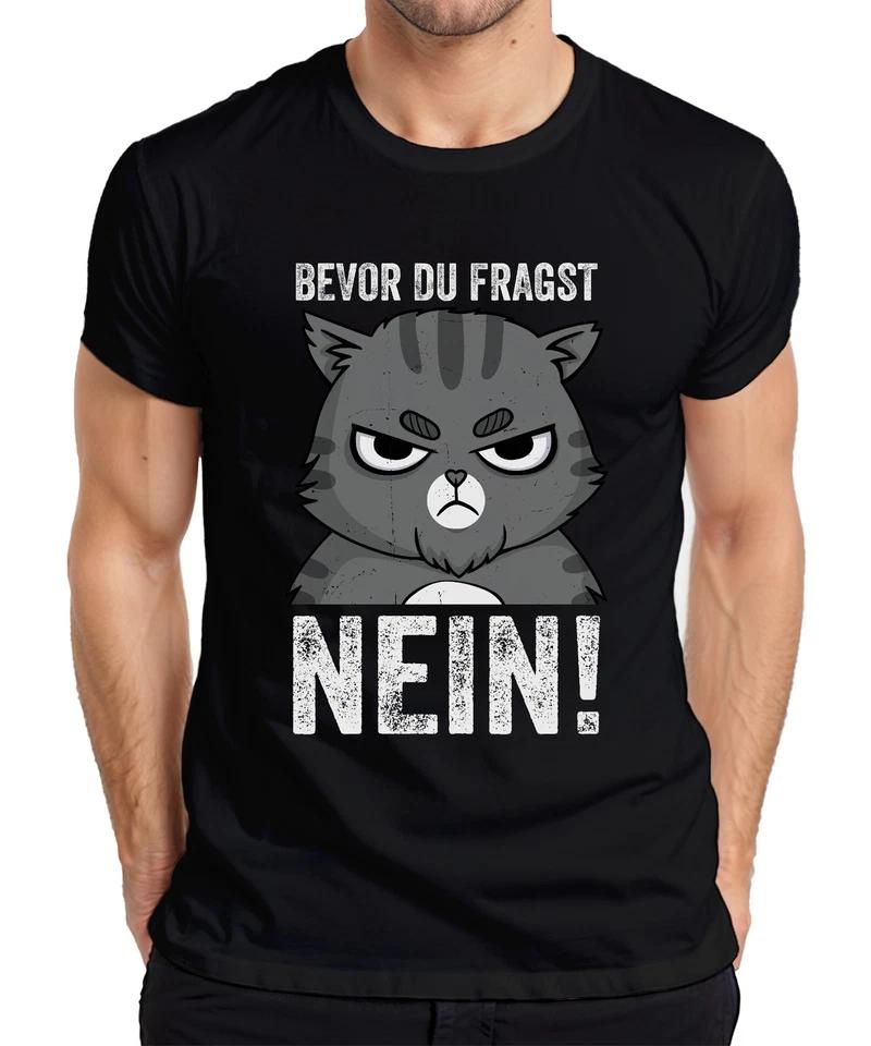 Funny Cats Saying Before You Ask NO Grumpy Cat Humor Mens T-Shirt- XL