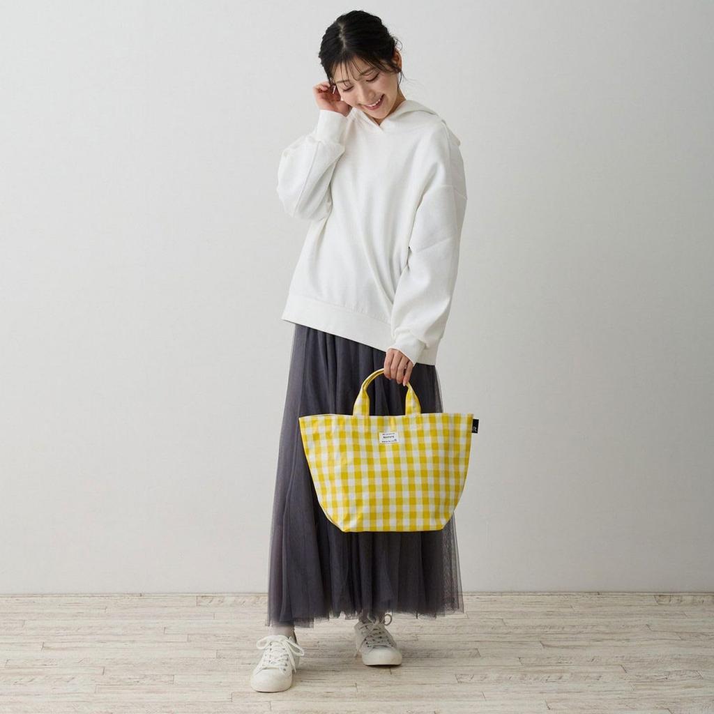 ROOTOTE Boat-Shaped Horizontal Tote Bag, Gingham Check, SN Deli Laminate, Q 1030 (01 Check Green)