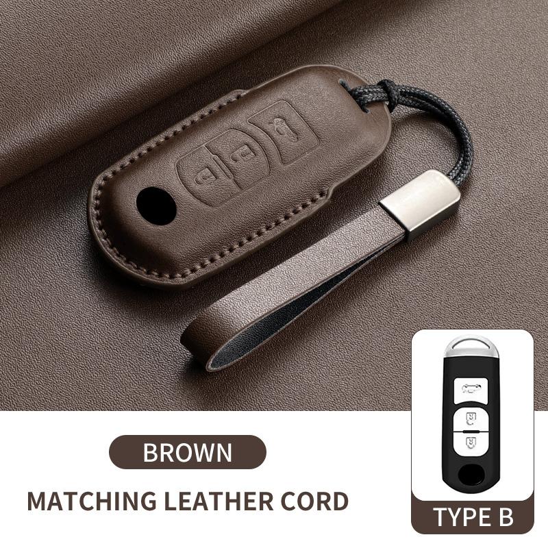 Leather Car Key Case Cover Shell For Mazda 3 6 Atenza Axela Demio CX5 CX3 CX7 CX9 MX5 Car Remote Keychain Case Shell Accessories