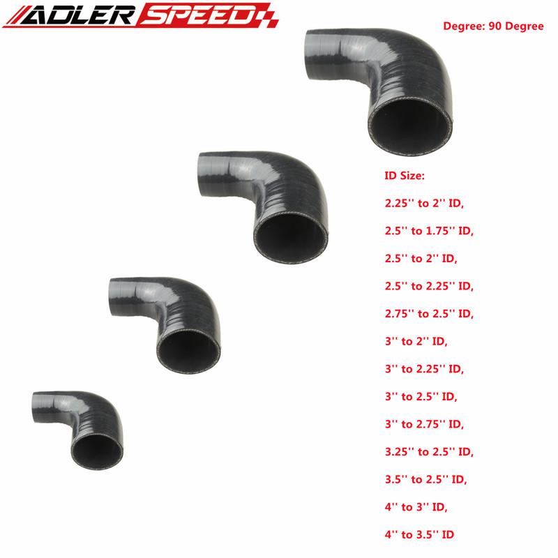Universal ID 51mm 55mm 57mm 60mm 63mm 70mm 75mm 90 Degree Reduce Elbow General Silicone Coolant Intercooler Pipe Turbo Air Tube 57MM-51MM