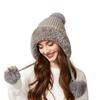 Outdoor Velvet Warm Wool Hat Women's Winter Plush Edge Ear Protection Wool Ball Knitted Hat