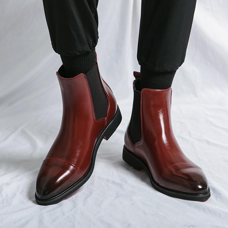 Men Boots Wingtip Dress Formal Leather Pointed Toe Shoes Tuxedo Wedding Saddle Ankle Boots