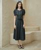 BIBYSEOB [Set] Heartneck Tweed Blouse + Tweed A-Line Long Skirt Black