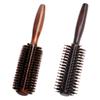 Boar Bristle Round Styling Hair Brush Comb Blow Dryer Curling Roll Massage Hairbrush with Wooden Handle for Women Men
