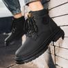 Men's high top boots four season outdoor work shoes anti slip and comfortable yellow boots fashion British casual leather boots