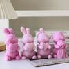 3D Valentine's Day Cartoon Bunny Candle Mold DIY Holding Heart Rabbit Handmade Aroma Candle Plaster Ornament Molds