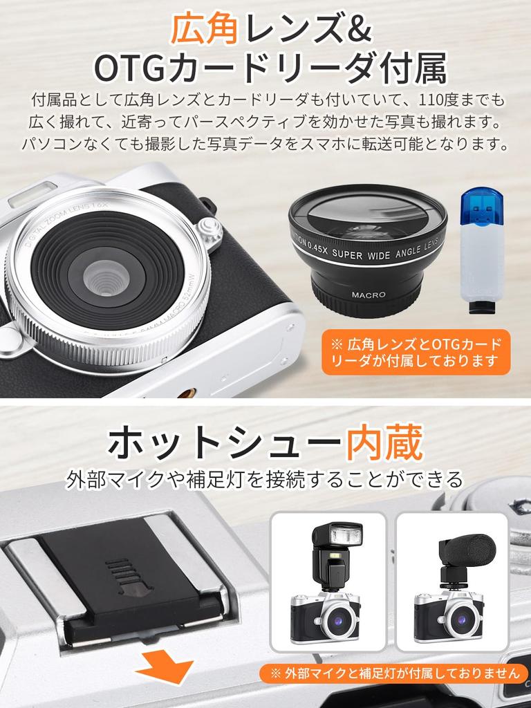 Moledro 4K Digital Rotating 32GB Micro SD 16x Digital Image Webcam for Large Two Compact Retro Camera with OTG Card Reader Camera, 68MP, 180° Display,