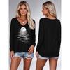 Women's V-neck long sleeve party autumn casual pullover 3d printing casual fashion tops