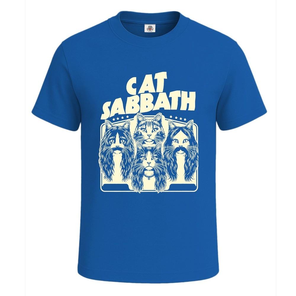 Maglietta da uomo con grafica divertente e scherzosa 'Cat Sabbath' Maglietta Divertente per Feste Top Tee