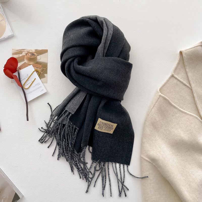 Double-sided solid color imitation cashmere scarf women's winter new thickened warm scarf student scarf shawl
