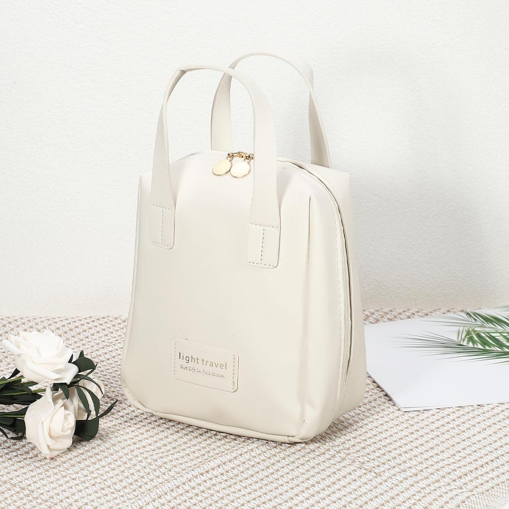 VOCOSTE Makeup Large Light Brown Pouch, Multifunctional, Capacity, Travel/Business Trip, Handheld, 19x9x16.5cm,