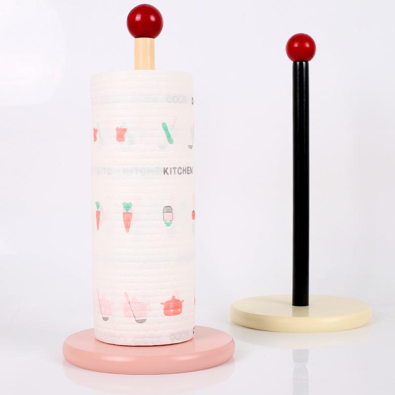 Creative Solid Wood Tissue & Film Holder - Vertical Desktop & Toilet Paper Storage for Home Kitchen