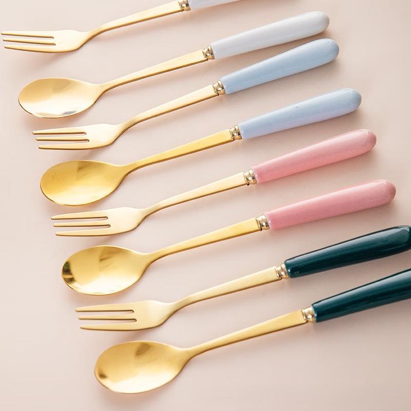 Ceramic Fruit Fork Set with Storage Jar