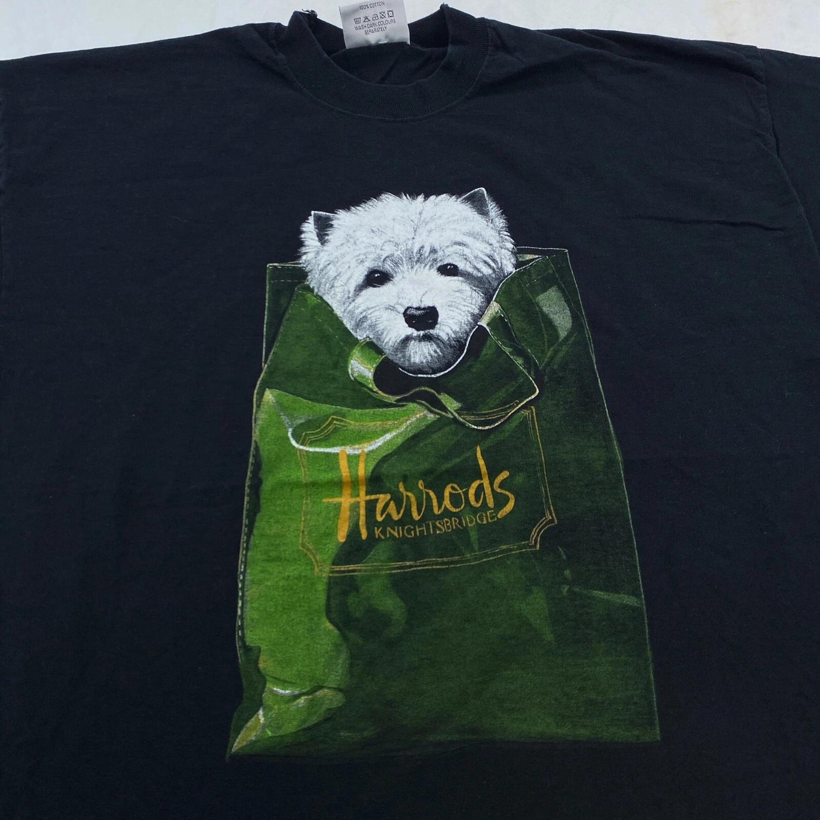 

vintage 90s HARRODS KNIGHTSBRIDGE DEPARTMENT STORE T-Shirt XL london england dog 2XL