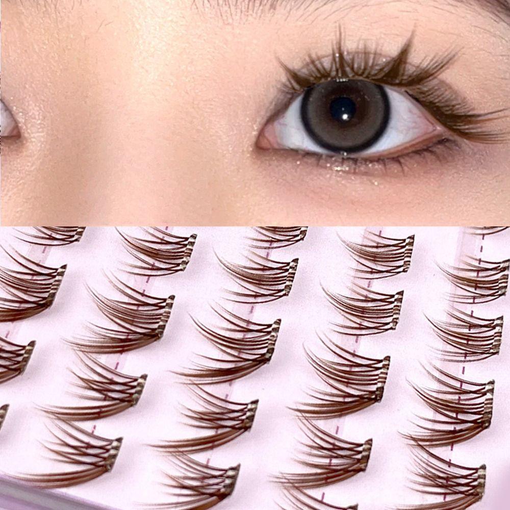 Single Cluster False Eyelashes Brown Segmented Eyelashes Fox Lashes  DIY Eyelash Extension