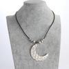 Bohemian Style Necklace Vintage Leaf Moon Pendant Neckchain for Women Girls Beaded Collar Chain PU Cord Party Jewelry