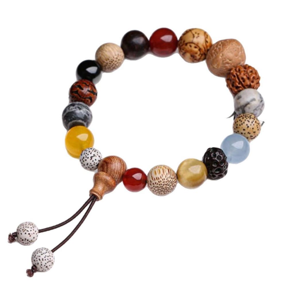 18 Seeds Bodhi Bracelet | Natural Multi-Gemstone Buddhist Prayer Beads | Unisex Meditation Mala Jewelry Gift