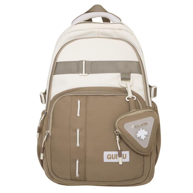 New High value Ins Style Schoolbag for Women Fashion Casual Color Blocking Backpack for Men Large Capacity Forest Style Trendy Backpack