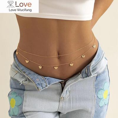 Modeschmuck Sexy Metallkette Körperkette Schmetterlingsform Kette Strass Mehrschichtige Taillenkette Schmuck