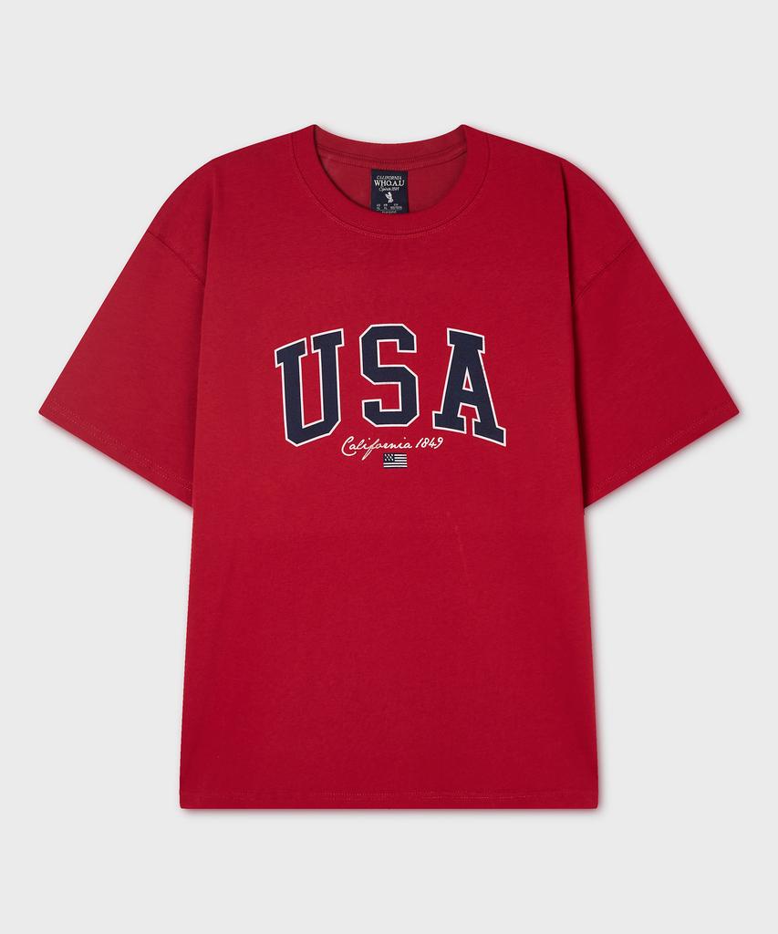 WHO.A.U Usa Printing T-Shirt / Whrpg2405U