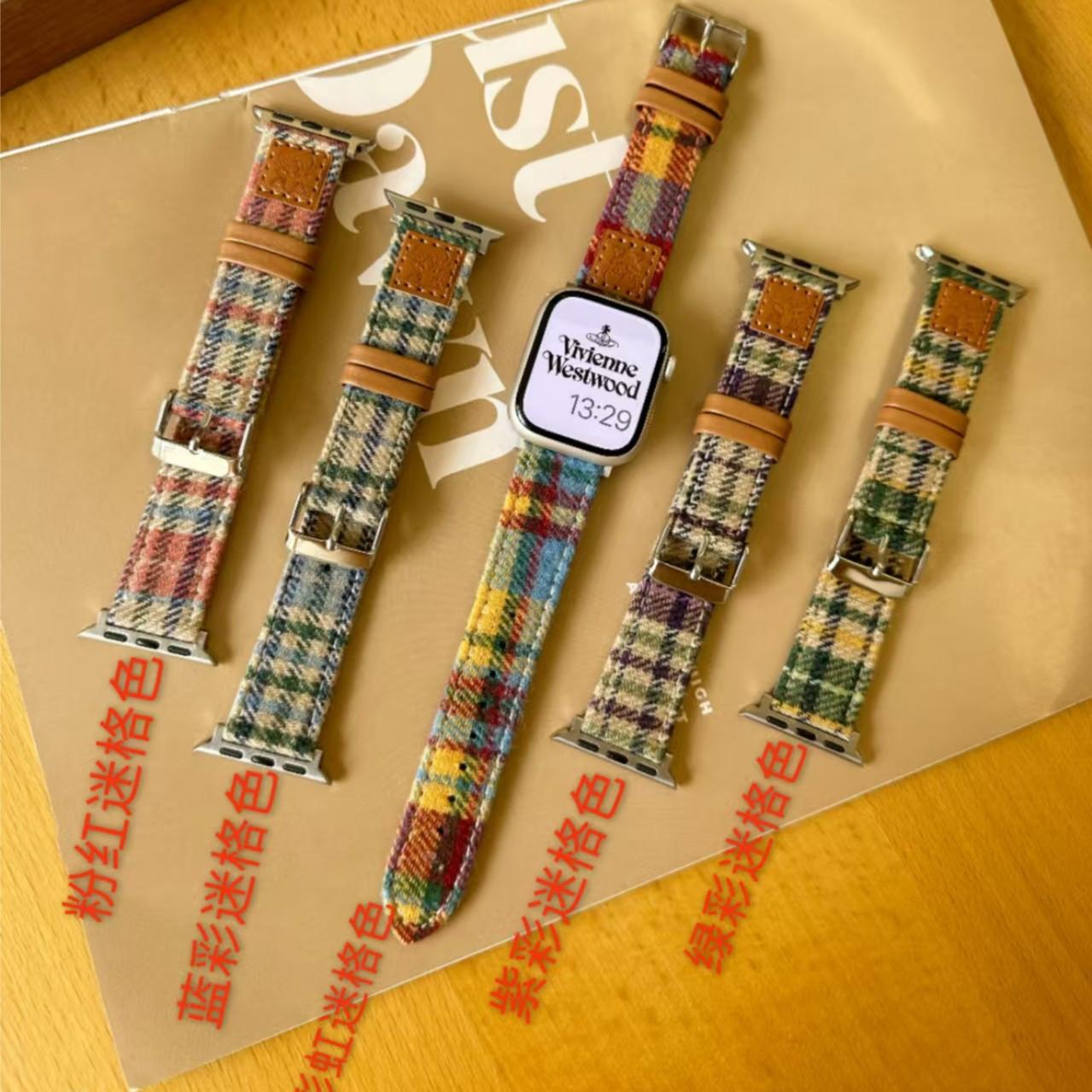 

Цветной шерстяной клетчатый ремешок для S10 Поколения Applewatch Apple Watch Iwatch987Se Кожаный 38/40/41/(10th generation 42mm) universal