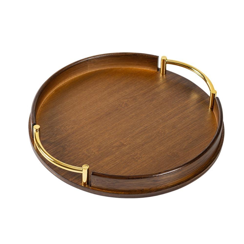 Bamboo Fruit Tray Round Food Plate Multifunctional Breakfast Tray Afternoon Tea 25cm