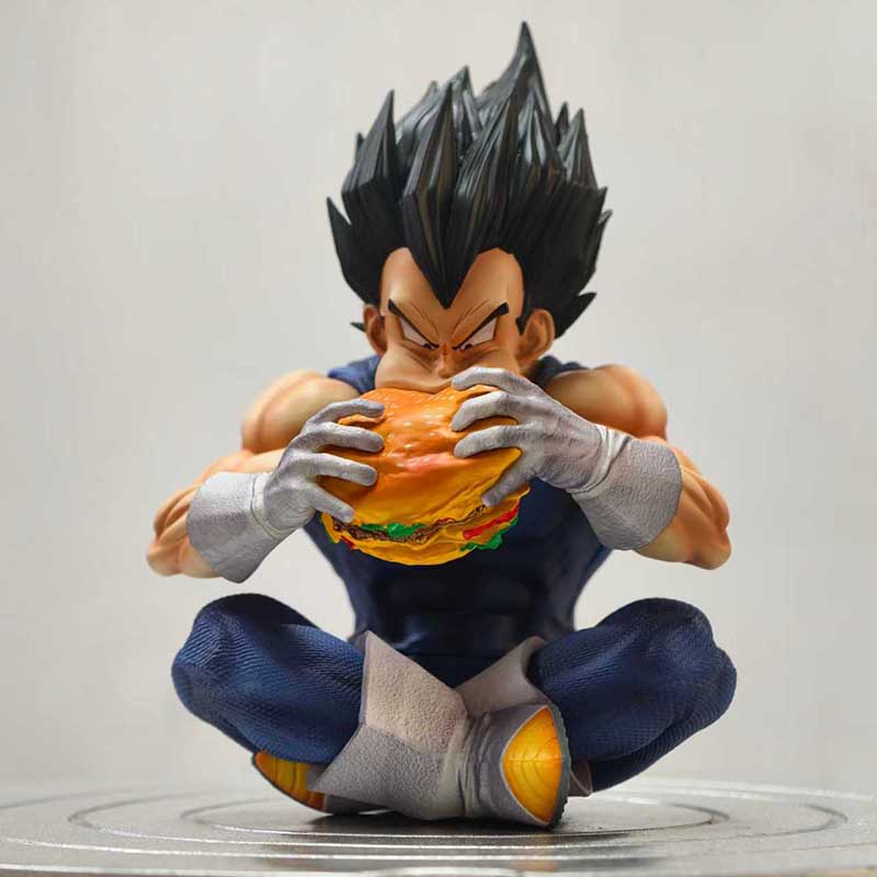 Jt Statue Son Goku Vegeta Figure Goku Eat Hamburger 15cm/5.91inch Pvc Action Figures Collection Model Toys Gifts