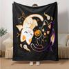 1pc Halloween White Cat & Black Cat Blanket  Soft Throw for Home Decor, Gift Idea, Living Room, Travel, Camping, Car Blankets