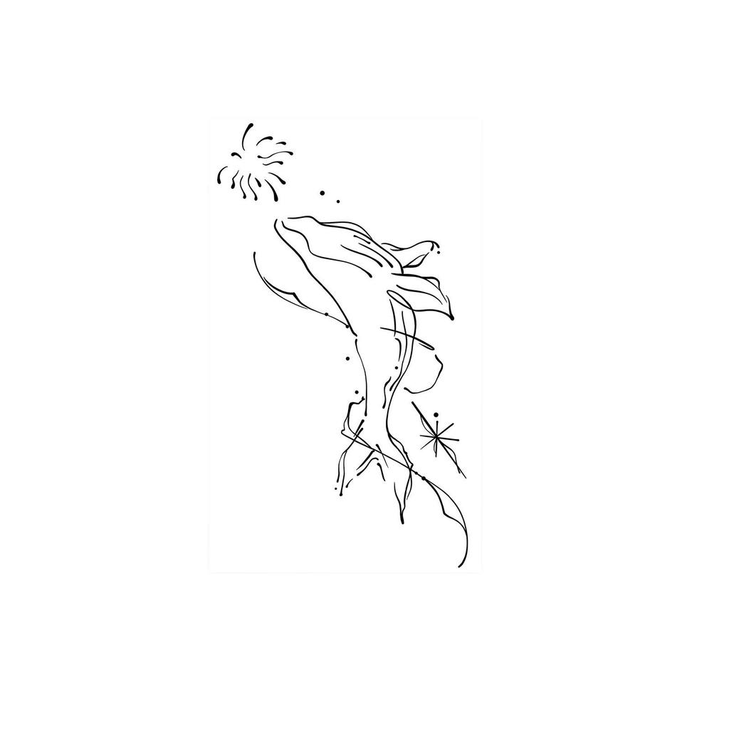 Line Whale Fireworks Tattoo Sticker, Waterproof And Long-Lasting, Women'S Arm Gentle And Advanced Simulation Tattoo