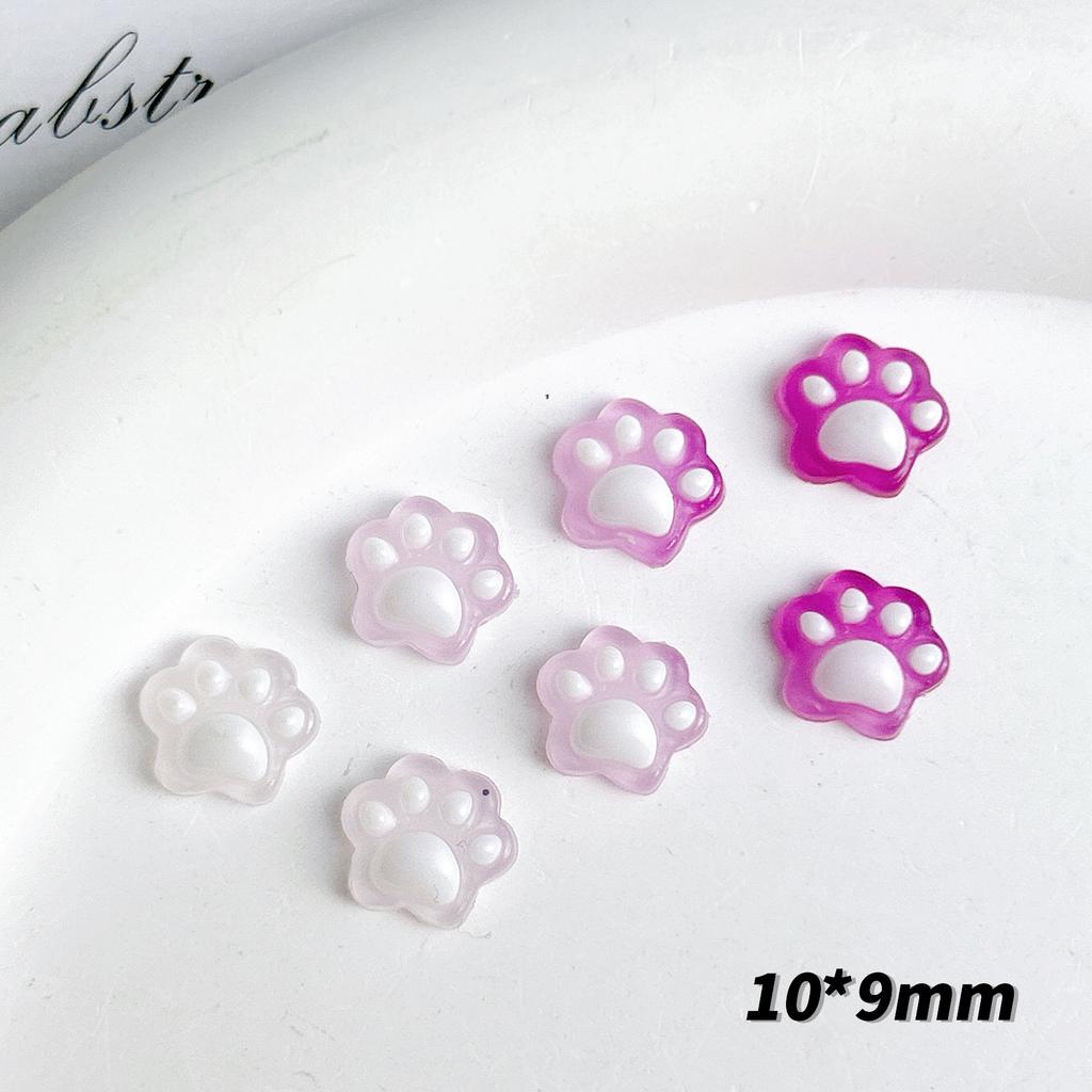 Luminous Color Changing Cute Cartoon Cat Paw Nail Art Decorations Semi-Transparent Nail Decorations Cream Glue Phone Case DIY