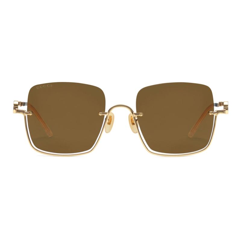 

GUCCI Gucci Logo Plate frame square sunglasses Women s gold F золотой