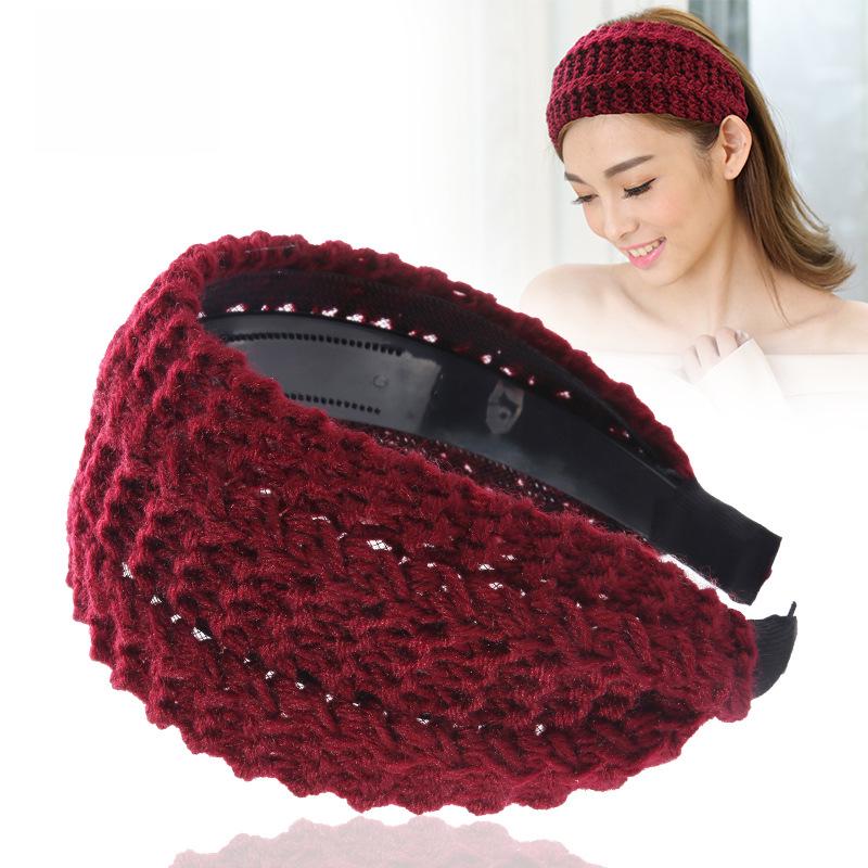 Breites Stirnband aus gestrickter Wolle – Koreanische Herbst-/Winterausgabe