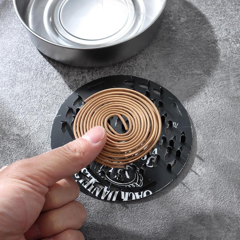 Multi-purpose Portable Metal Mosquito Coils Holder Sandalwood Rack with Cover Anti Incense Plate Tray Home Hotel Camping