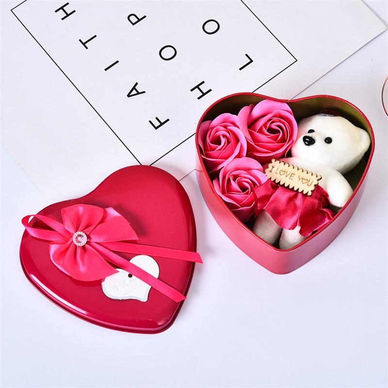 Bear Rose Gift Box Valentine'S Day Flower Love Box Bears Bouquet Wedding Birthday Home Party Decoration Gift For My Girlfriend