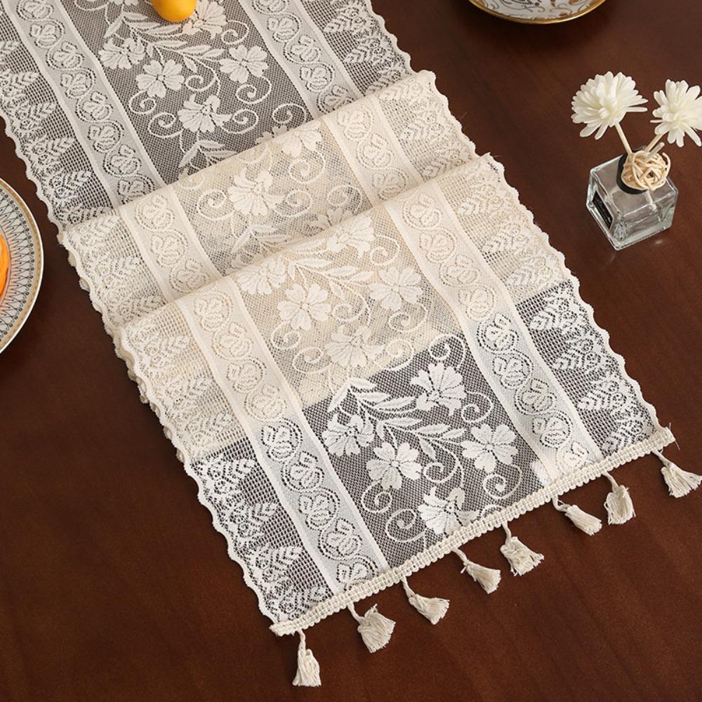 

With Tassel Table Cloth Romantic Table Cover Banquet Lace Table Runner Party 30*150CM-Style A