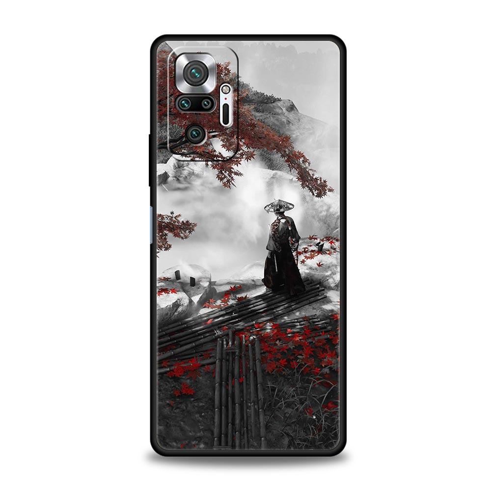 Japanese Bushido Samurai For Xiaomi Redmi Note 12 5G Phone Case 10C 10 11 9 8 Pro Plus 9S 7 8T 9T 9A 8A 9C K50 K40 Gaming Cover