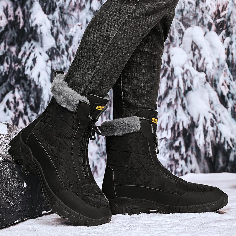 Winter Men's High-top Snow Boots Outdoor Warm Plush Shoes Plus Size 39-47