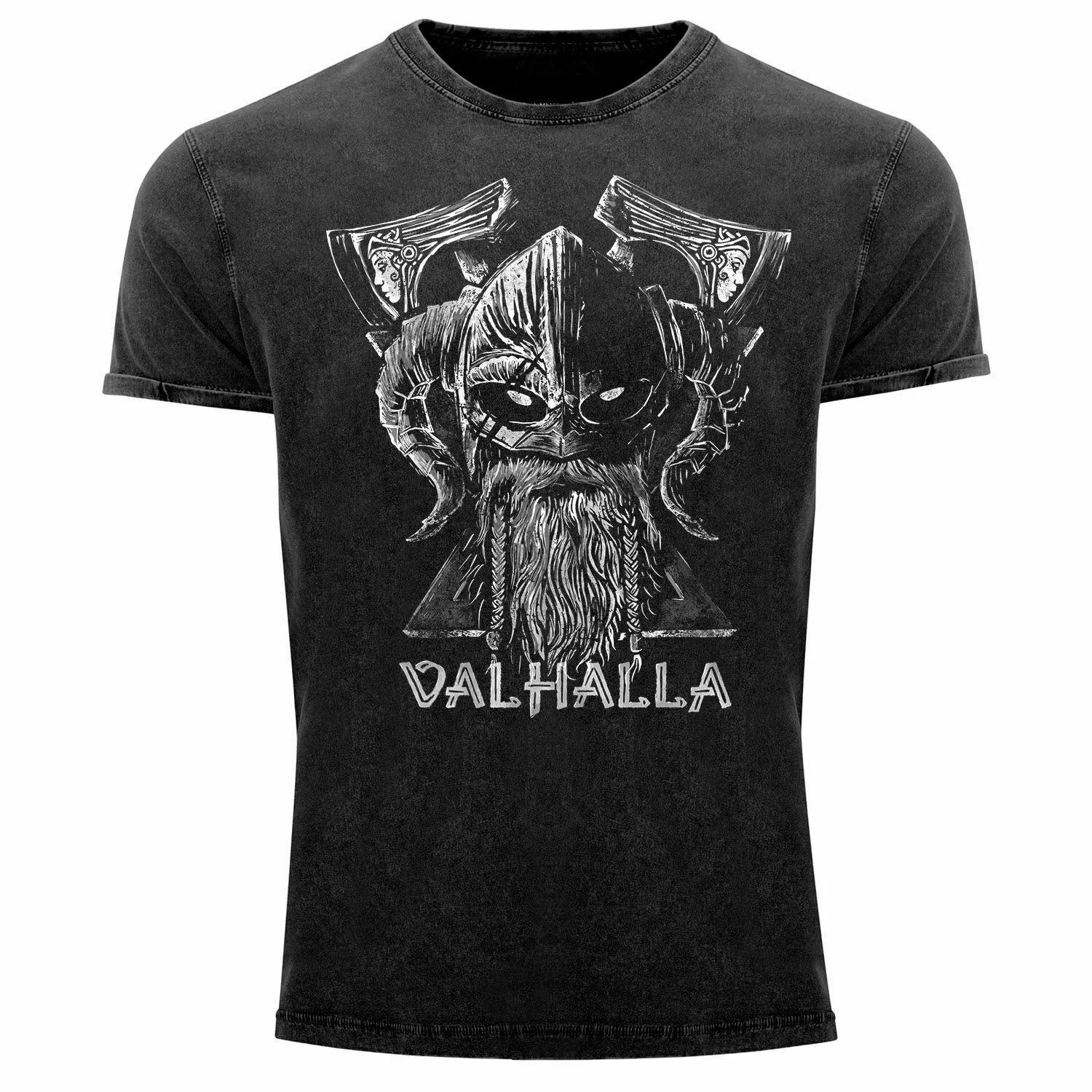 

Vintage Odin Nordic Warriors Crossed Axe Valhalla TShirt 100 Cotton ONeck Short Sleeve Summer Casual Mens Tshirt Streetwear 4XL
