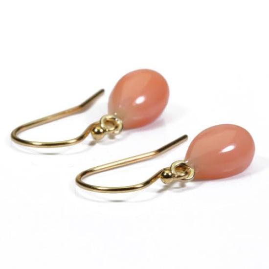 Pink garnet coral earrings with undyed hooks, gold-filled,