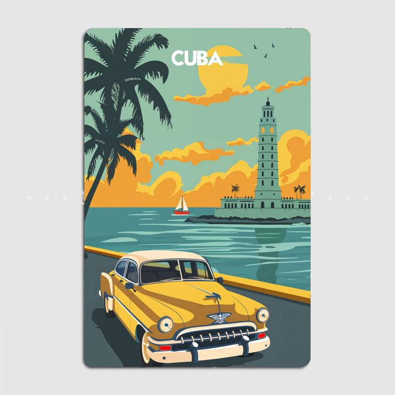 Cuban Coastline Retro Scenic Spot Travel Metal Poster Sign Bar Garage Club Custom Pub Wall Decor Tin Room Decor Home Decor