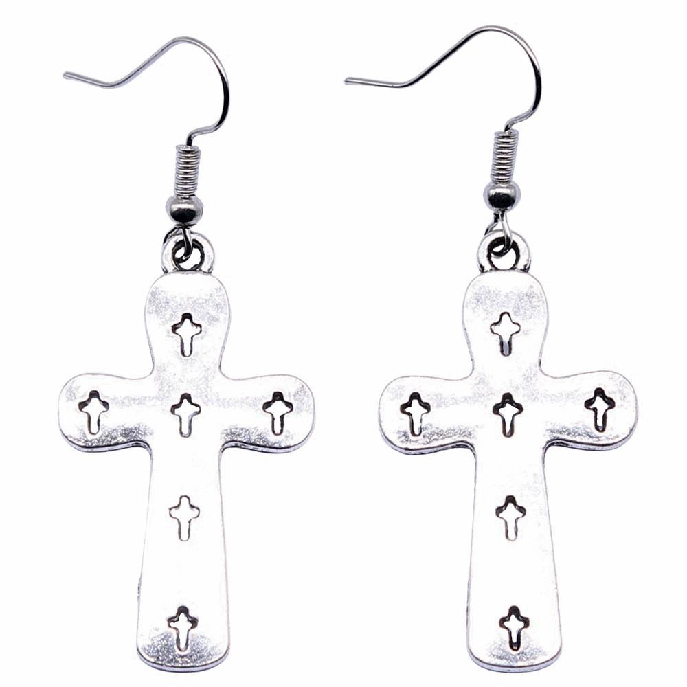 Cross Dangle Earrings Minimalist Gothic Christian Symbol Drop Earrings Girl Jewelry