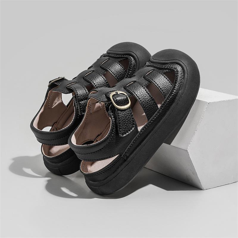 Guttesandaler med lukket tå Sommer Barnesandaler til stranden Myk såle Pustende Jentesportsandaler