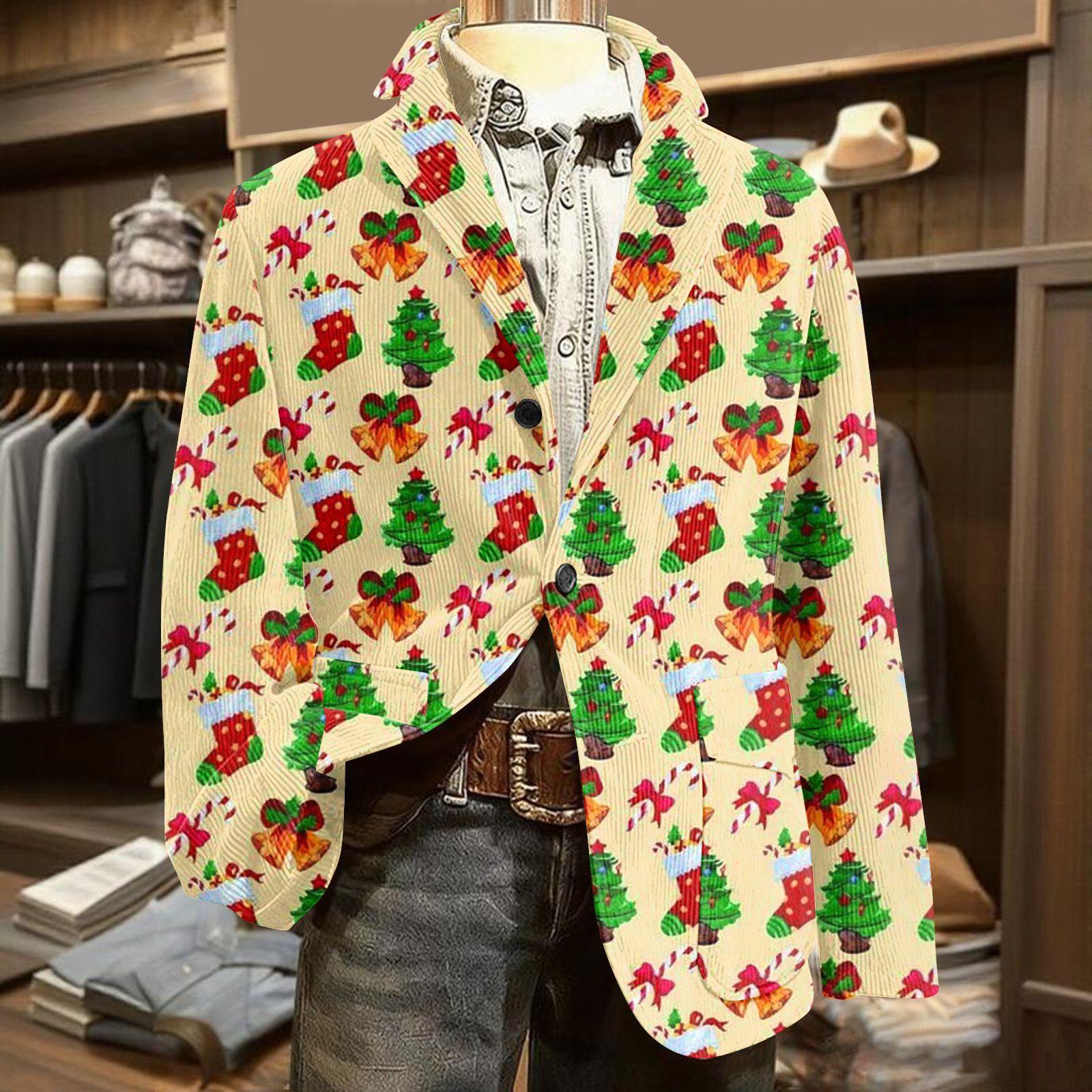 

Мужской уродливый рождественский вельветовый теплый карманный пиджак-кардиган, мужской повседневный костюм XXL