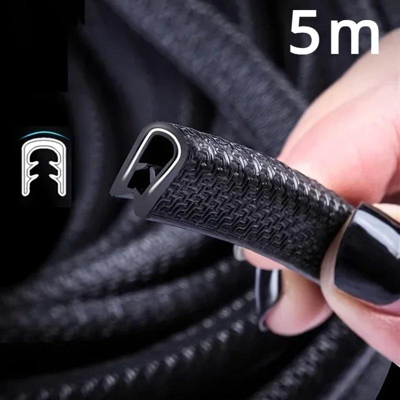 5M Car Rubber Door Sealing Strips Protector Car Door Edge Anti-Scratch Protector Car Door Clip-on Anti-collision Strip
